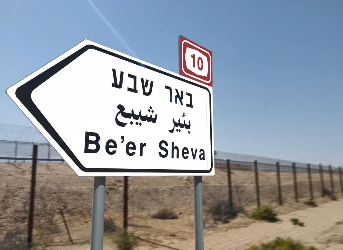 Beer Sheva Road Sign Artistic Sky