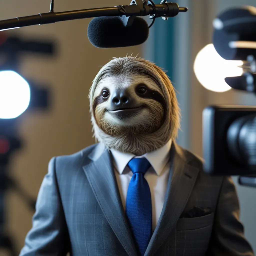 Corporate Sloth Being Interviewed