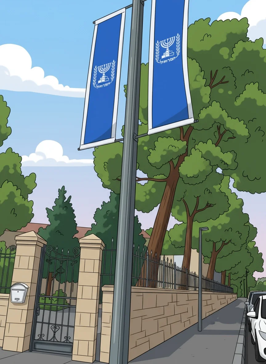 Israeli Flags Jerusalem Street Illustration