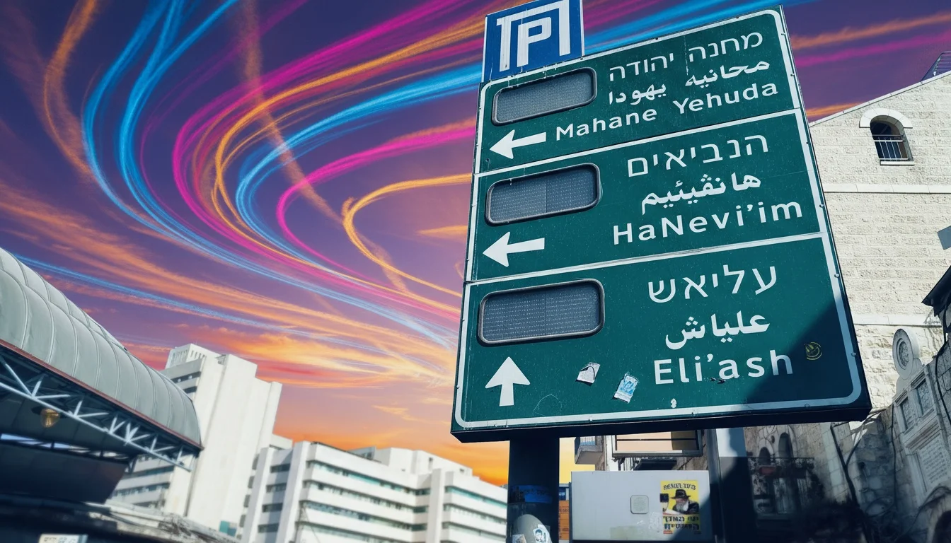 Jerusalem Street Signs Artistic Sunset Sky