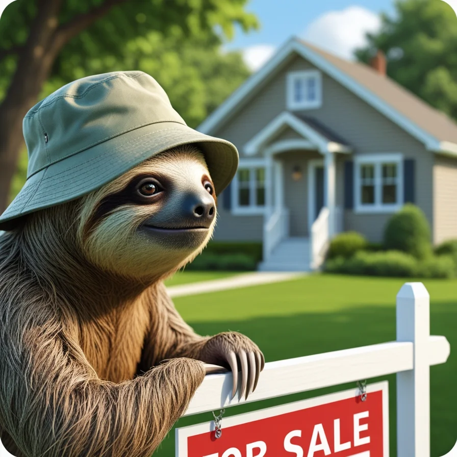 Sloth With Hat For Sale Sign House