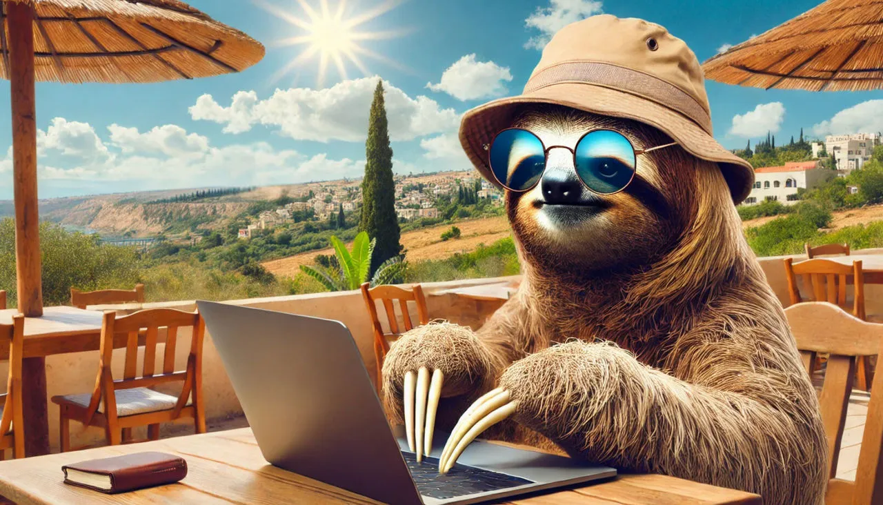 Sloth On Laptop By Danielrosehill Digig9c Fullview