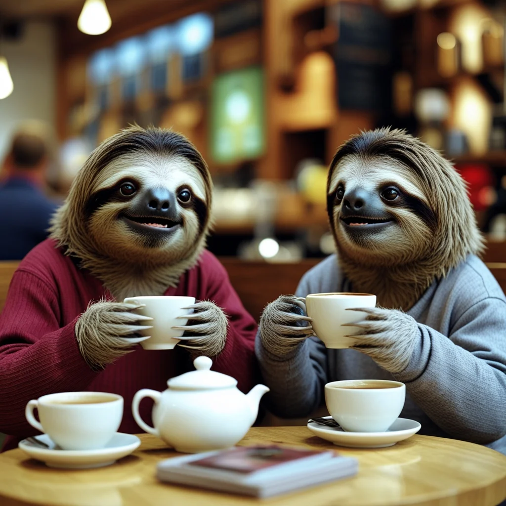 Sloths Drinking Coffee