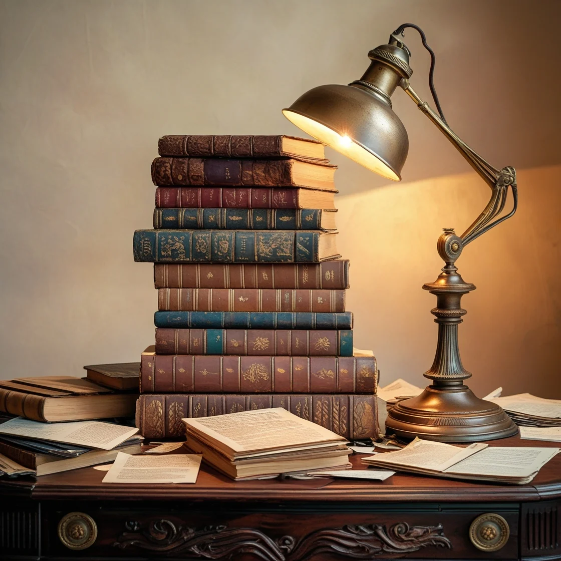 Stacked Antique Books Lamp 1