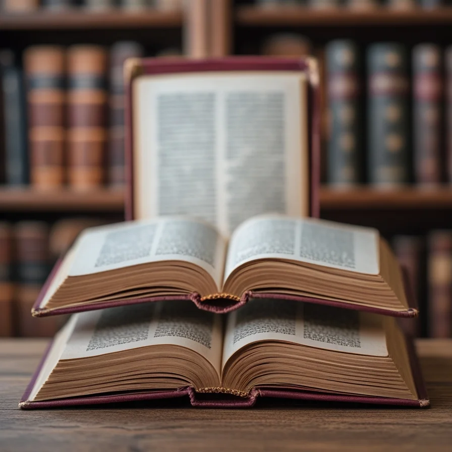 Stacked Open Books